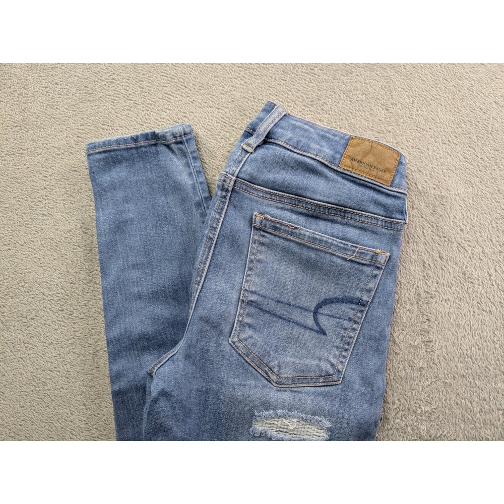 American Eagle Womens 00 Super Stretch X Hi-Rise Distressed Jegging Skinny Jeans